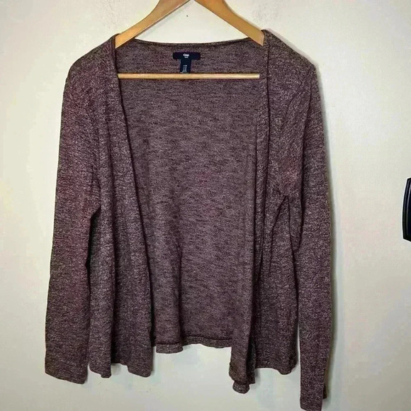 Gap 100% Cotton Burgundy Maroon Waterfall Front Cardigan Size M - Picture 1 of 5